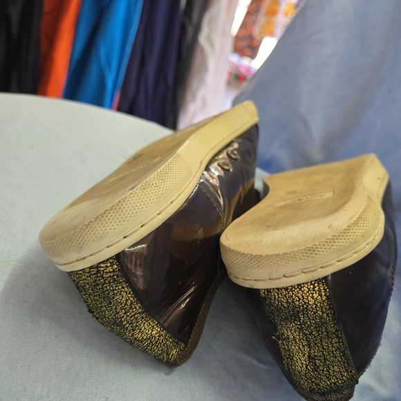 LANVIN PARIS Leather Patent Sneakers Brown/Gold Crackel EU 38/US 7 - Picture 11 of 16